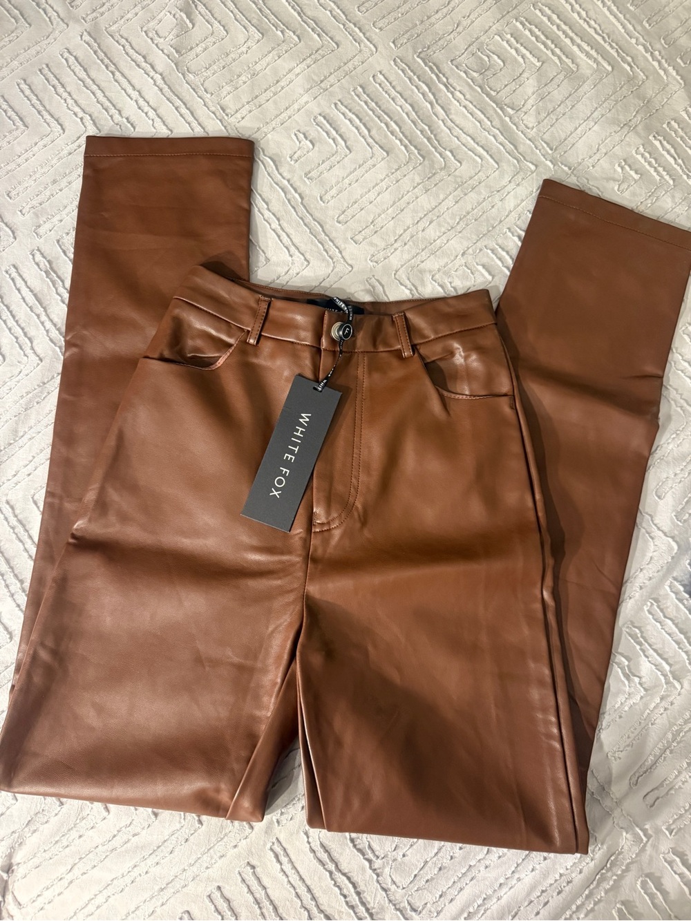 White Fox Boutique Brown Faux Leather Skinny Pants